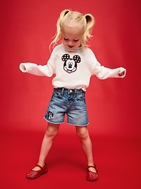Image number 1 showing, Old Navy x Disney Minnie Mouse Embroidered Frayed-Hem Jean Shorts for Toddler Girls