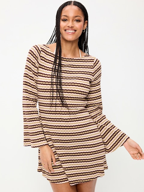 Pointelle Rib-Knit Cover-Up