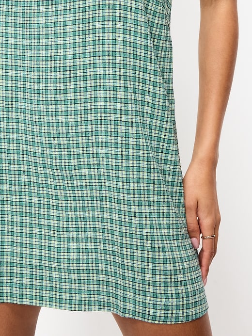 Image number 5 showing, Linen-Blend Apron-Neck Mini Shift Dress