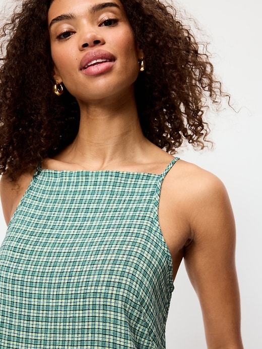 Image number 6 showing, Linen-Blend Apron-Neck Mini Shift Dress