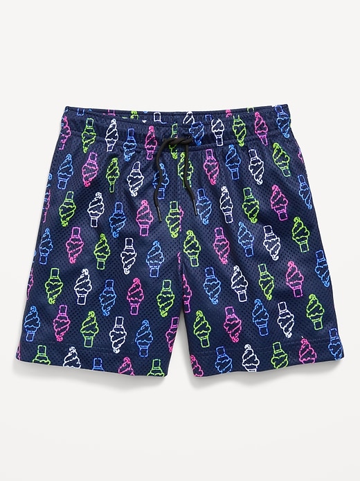 Image number 1 showing, Printed Knee Length Mesh Shorts for Boys