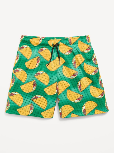 Printed Knee Length Mesh Shorts for Boys