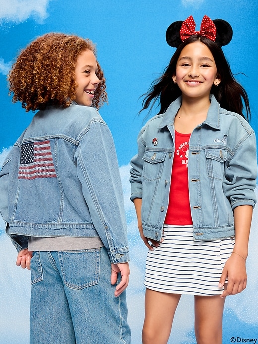 Image number 1 showing, Old Navy x Disney Mickey Mouse Gender-Neutral Denim Trucker Jacket for Kids