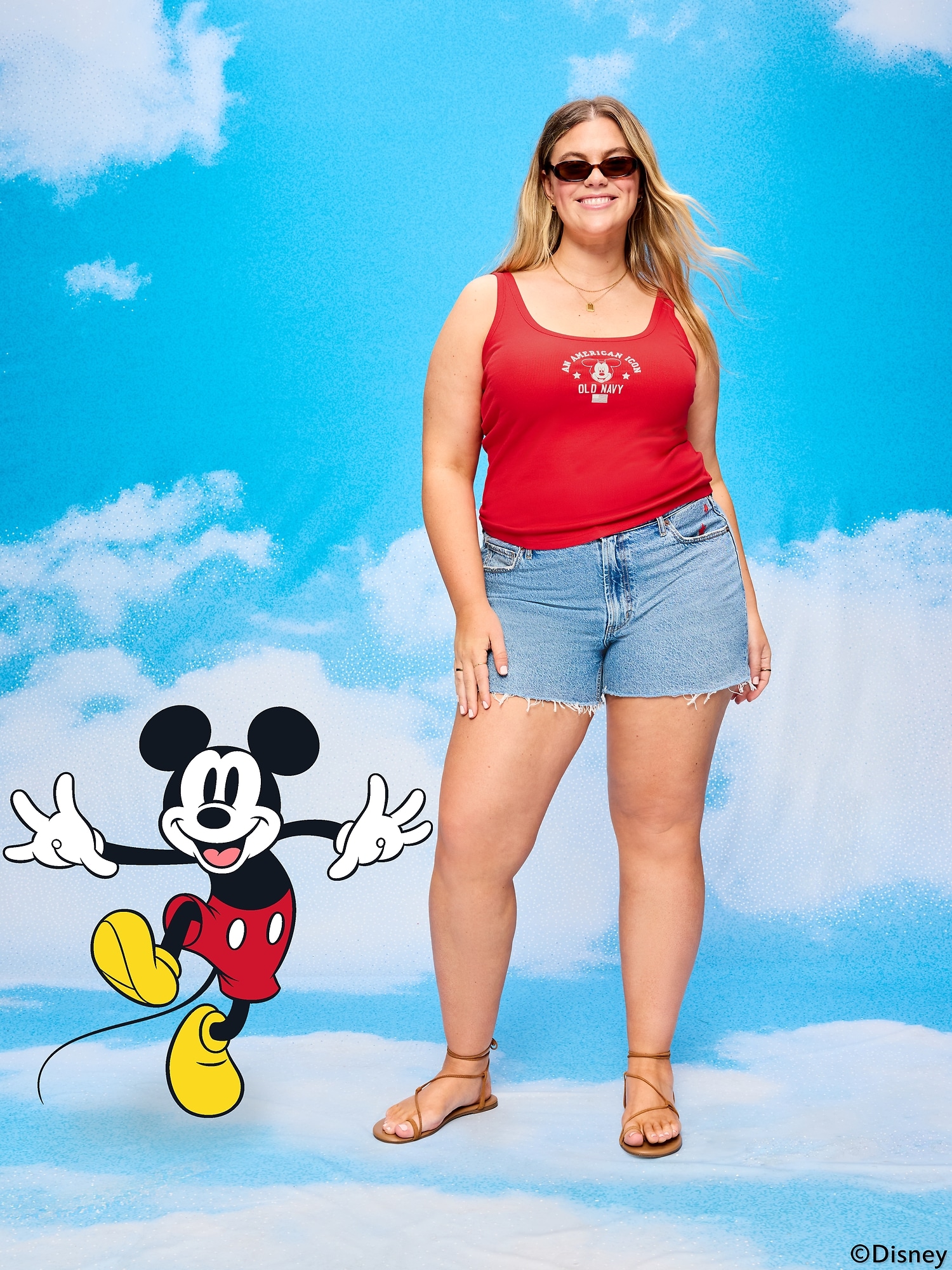Old Navy x Disney Mickey Mouse Ribbed Scoop-Neck Tank Top for Women
