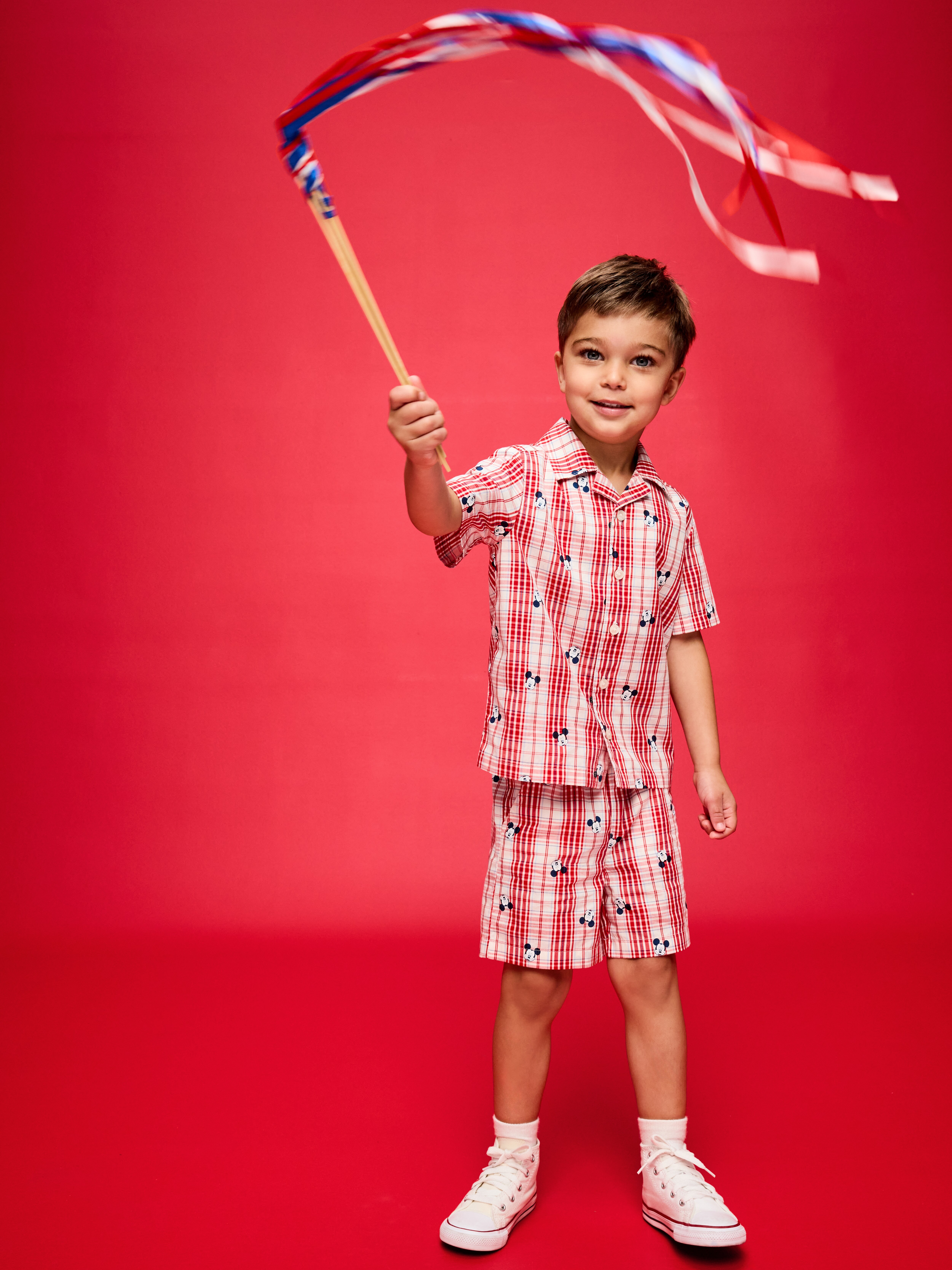 Old Navy x Disney Mickey Mouse Short-Sleeve Plaid Shirt and Shorts Set for Toddler Boys