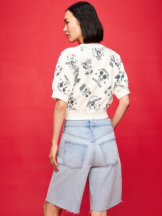 Image number 2 showing, Old Navy x Disney Mickey Mouse Short-Sleeve Cropped Raglan Fleece Sweatshirt for Women