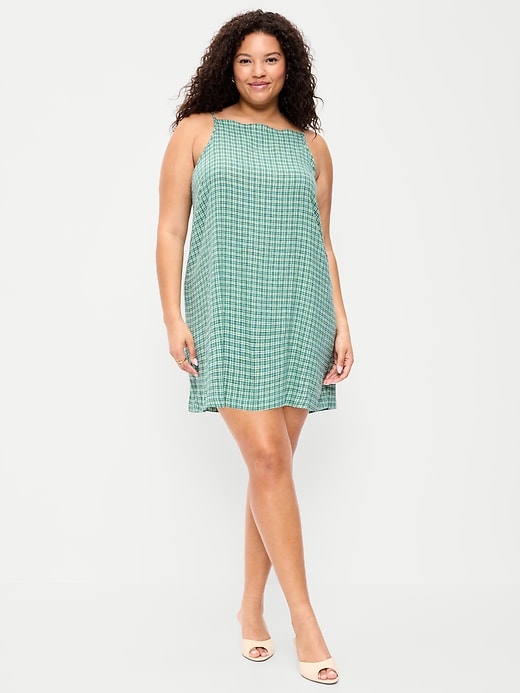 Image number 9 showing, Linen-Blend Apron-Neck Mini Shift Dress