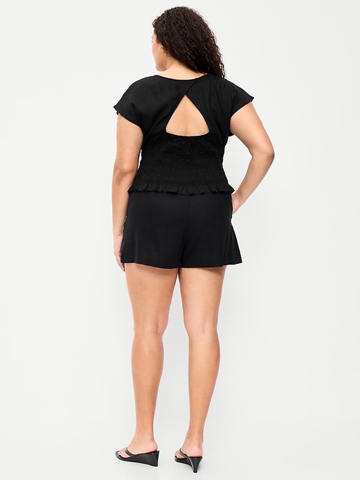 Image number 8 showing, High-Waisted Linen-Blend Micro Shorts
