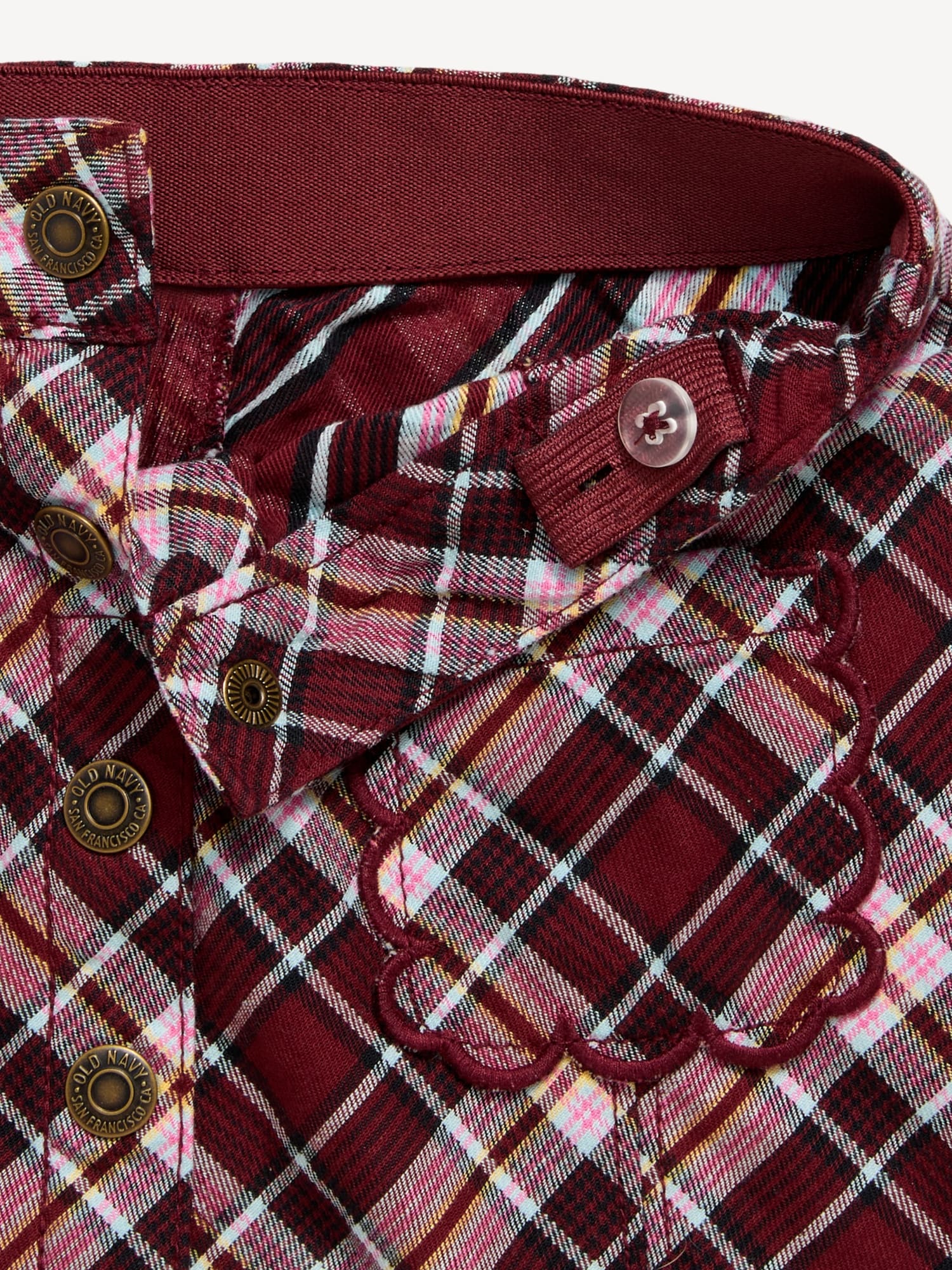 Button-Front Plaid Twill Skirt for Toddler Girls
