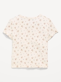 Image number 2 showing, Fitted Short-Sleeve Ribbed Button-Front Top for Girls