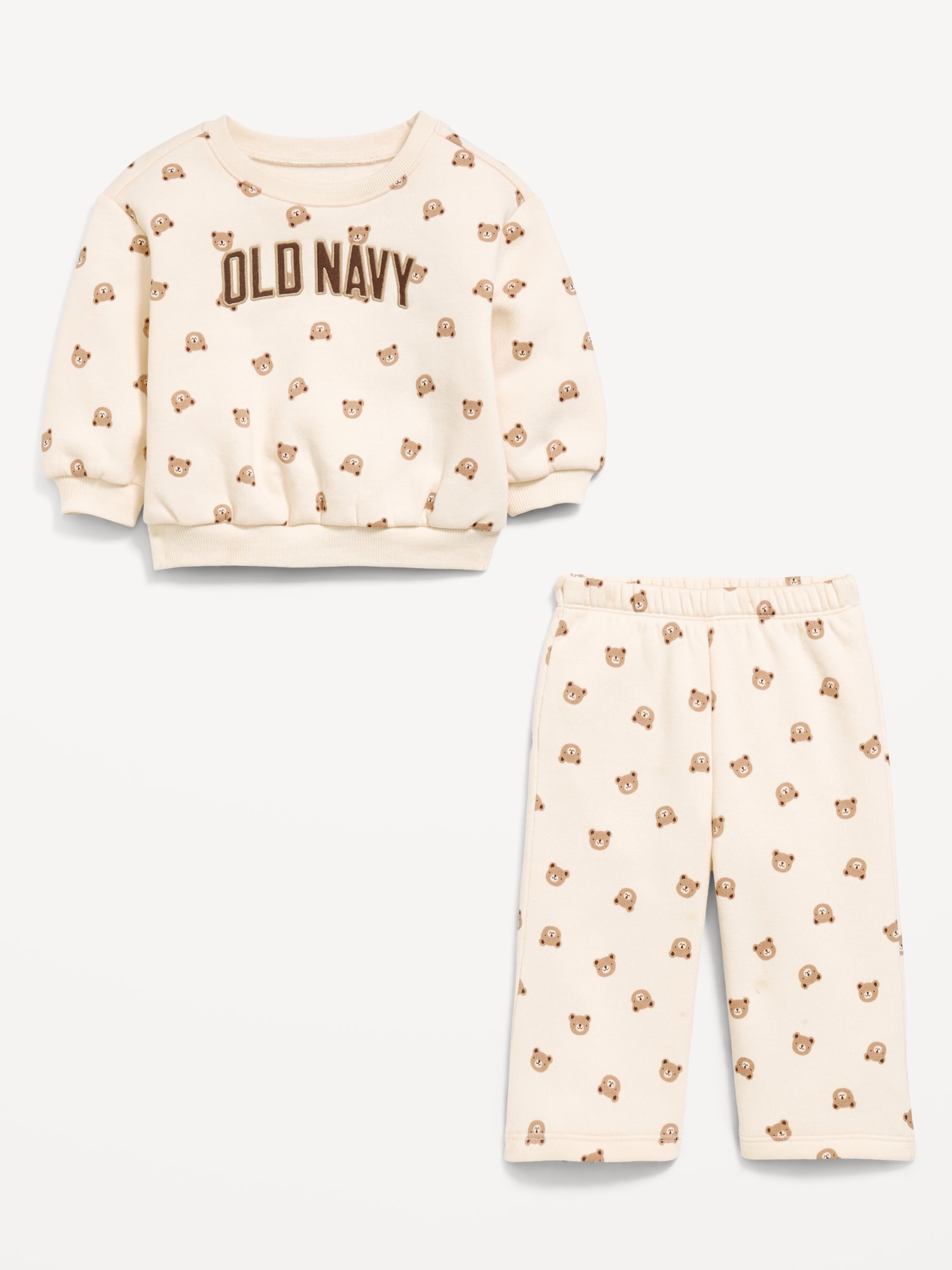 Printed Logo Graphic Sweatshirt and Sweatpants Set for Baby