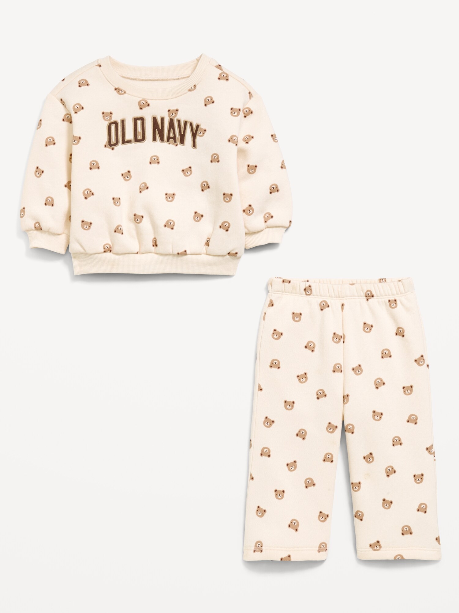 Детский комплект Old Navy: свитшот с принтом-логотипом и спортивные брюки для младенцев, цвет: Bears — фото 2