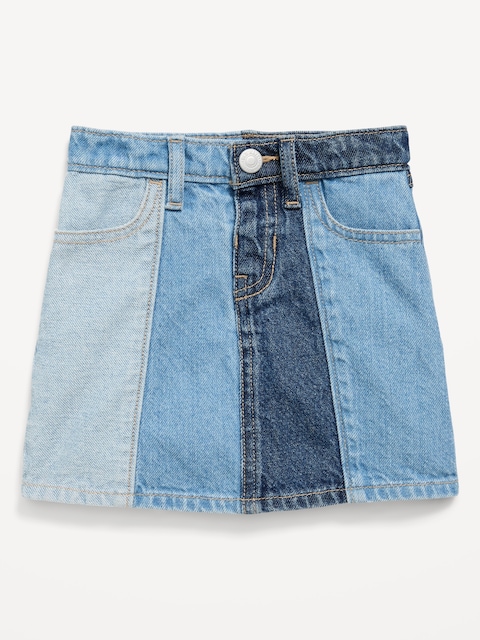 High-Waisted Pleated Jean Skirt for Toddler Girls
