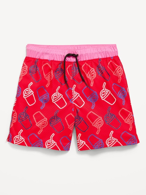 Printed Knee Length Mesh Shorts for Boys