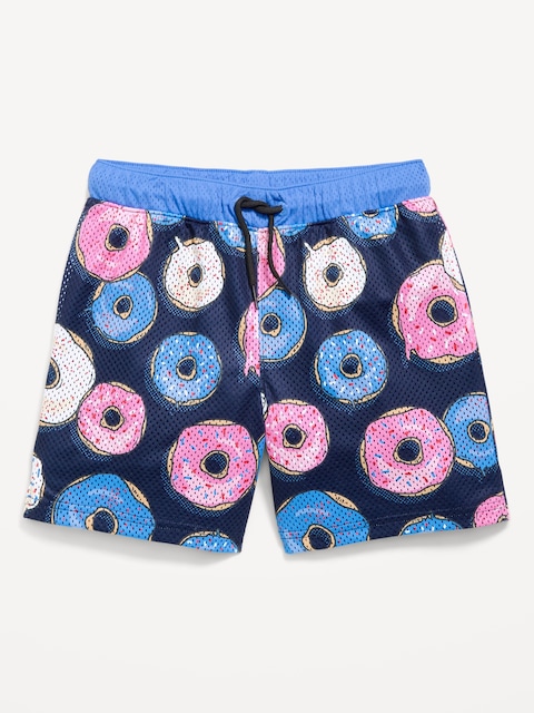 Printed Knee Length Mesh Shorts for Boys