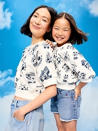 Image number 4 showing, Old Navy x Disney Mickey Mouse Short-Sleeve Cropped Raglan Fleece Sweatshirt for Girls