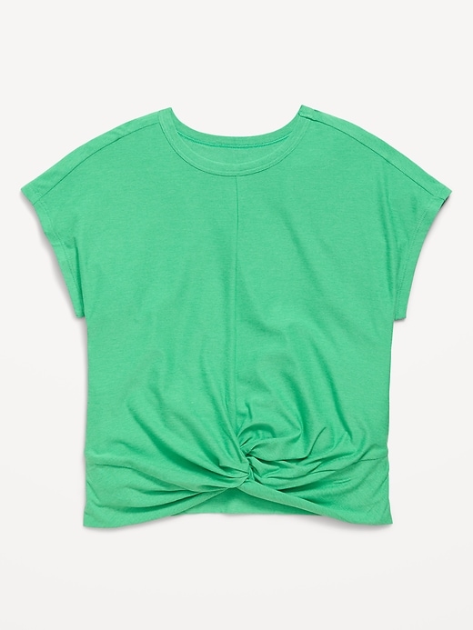 Image number 1 showing, CloudMotion Short-Sleeve Front-Knot T-Shirt for Girls