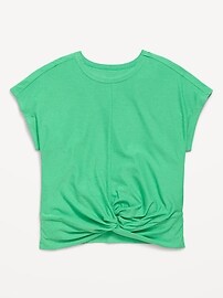 Image number 1 showing, CloudMotion Short-Sleeve Front-Knot T-Shirt for Girls