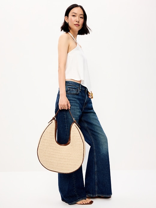 Image number 2 showing, Oversized Raffia Hobo Bag