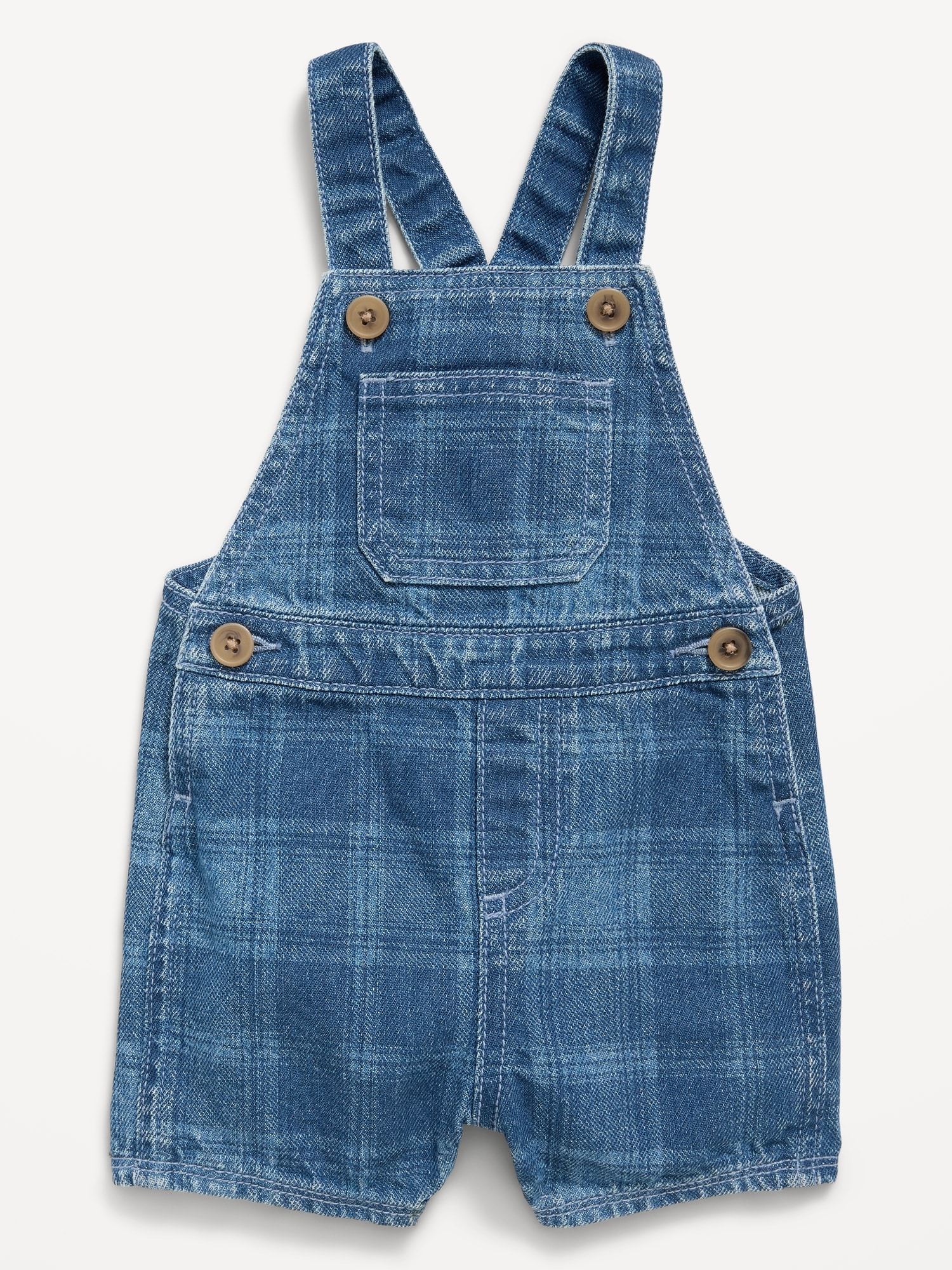 Plaid Chambray Shortalls for Baby