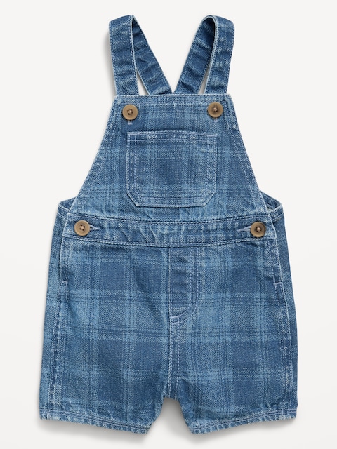 Plaid Chambray Shortalls for Baby