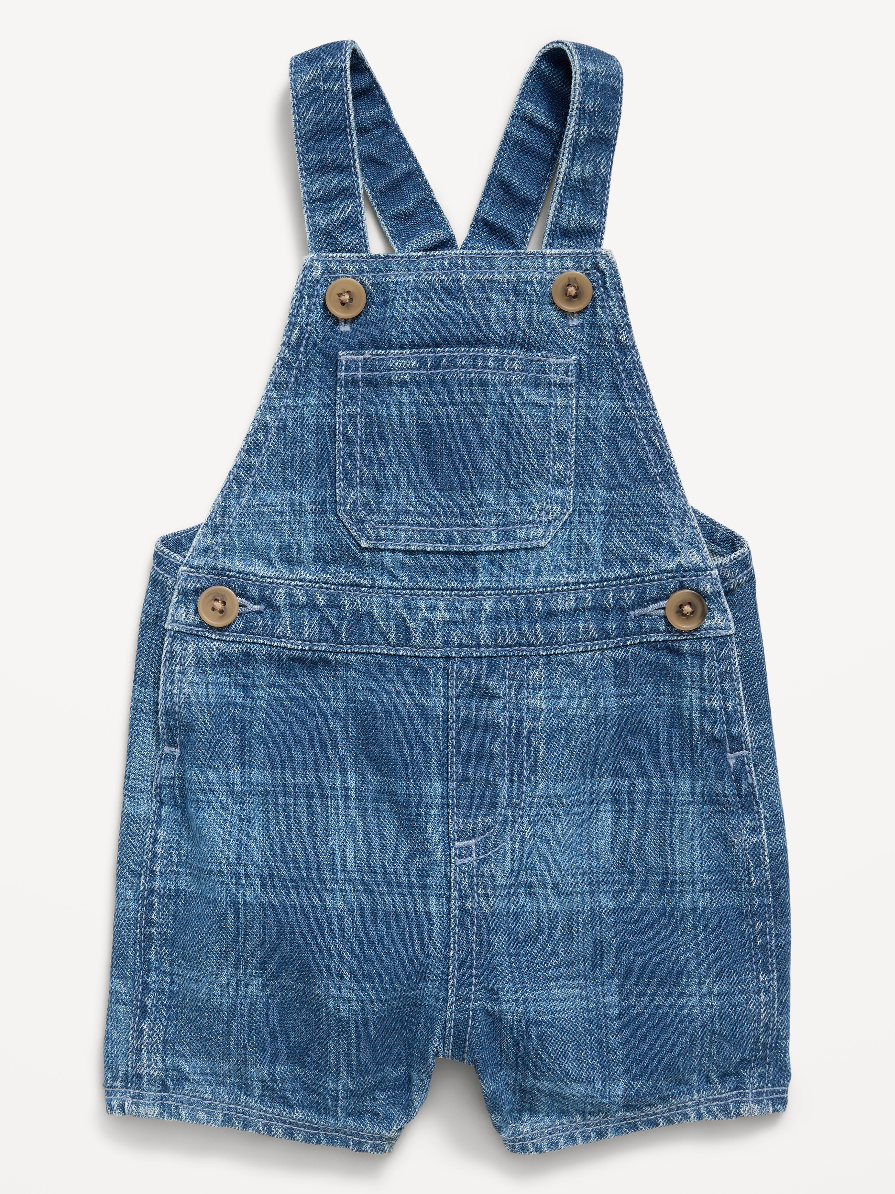 Plaid Chambray Shortalls for Baby