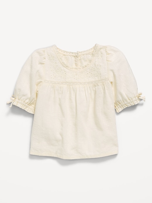 Image number 1 showing, Short-Sleeve Eyelet Lace-Trim Top for Toddler Girls