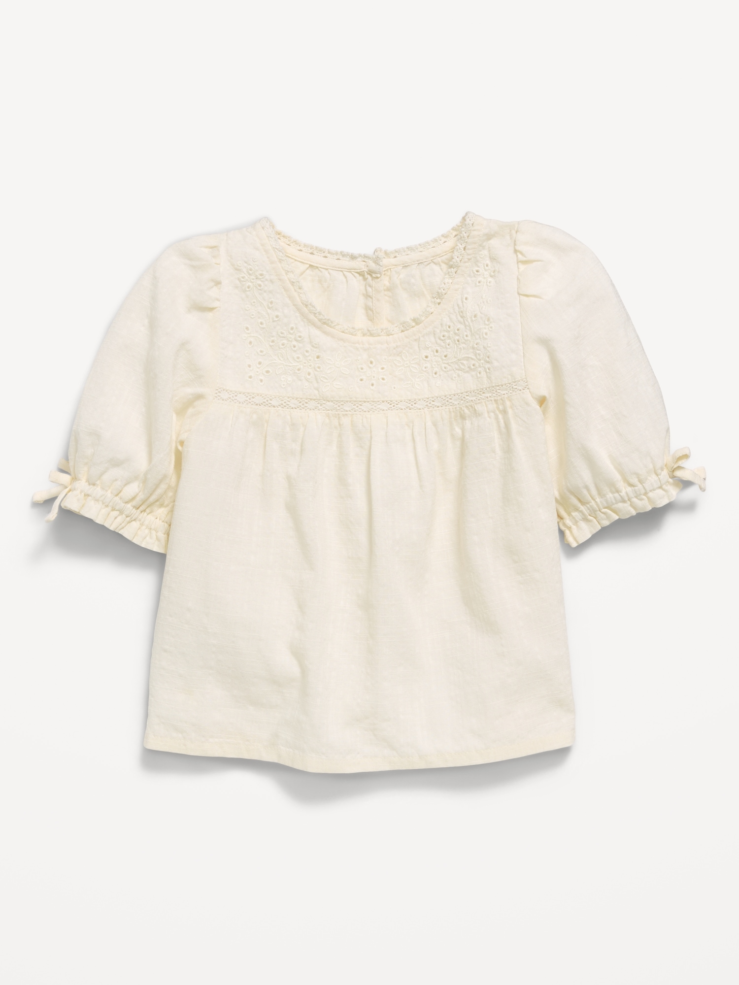 Short-Sleeve Eyelet Lace-Trim Top for Toddler Girls