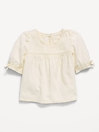 Image number 1 showing, Short-Sleeve Eyelet Lace-Trim Top for Toddler Girls