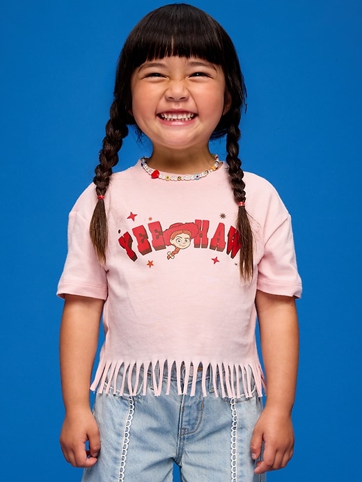 Image number 1 showing, Old Navy x Pixar Toy Story Graphic Fringed-Hem T-Shirt for Toddler Girls