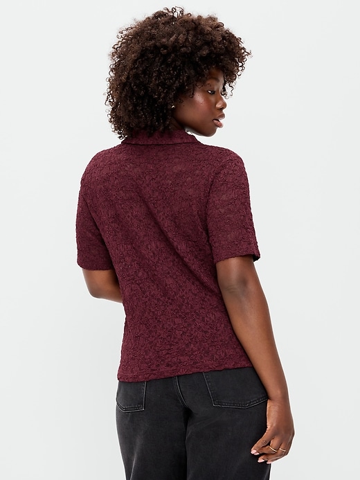 Image number 7 showing, Lace Keyhole Polo Top