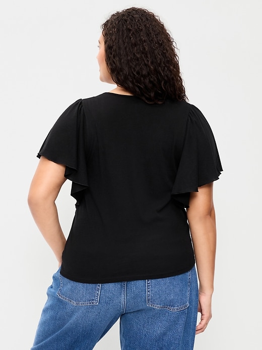 Image number 8 showing, V-Neck Flutter Sleeve Top