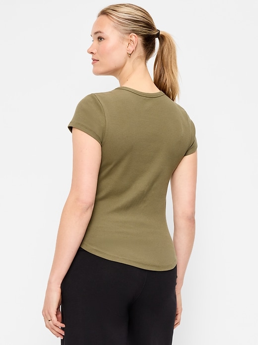Image number 3 showing, Fitted Crew-Neck Ribbed T-Shirt