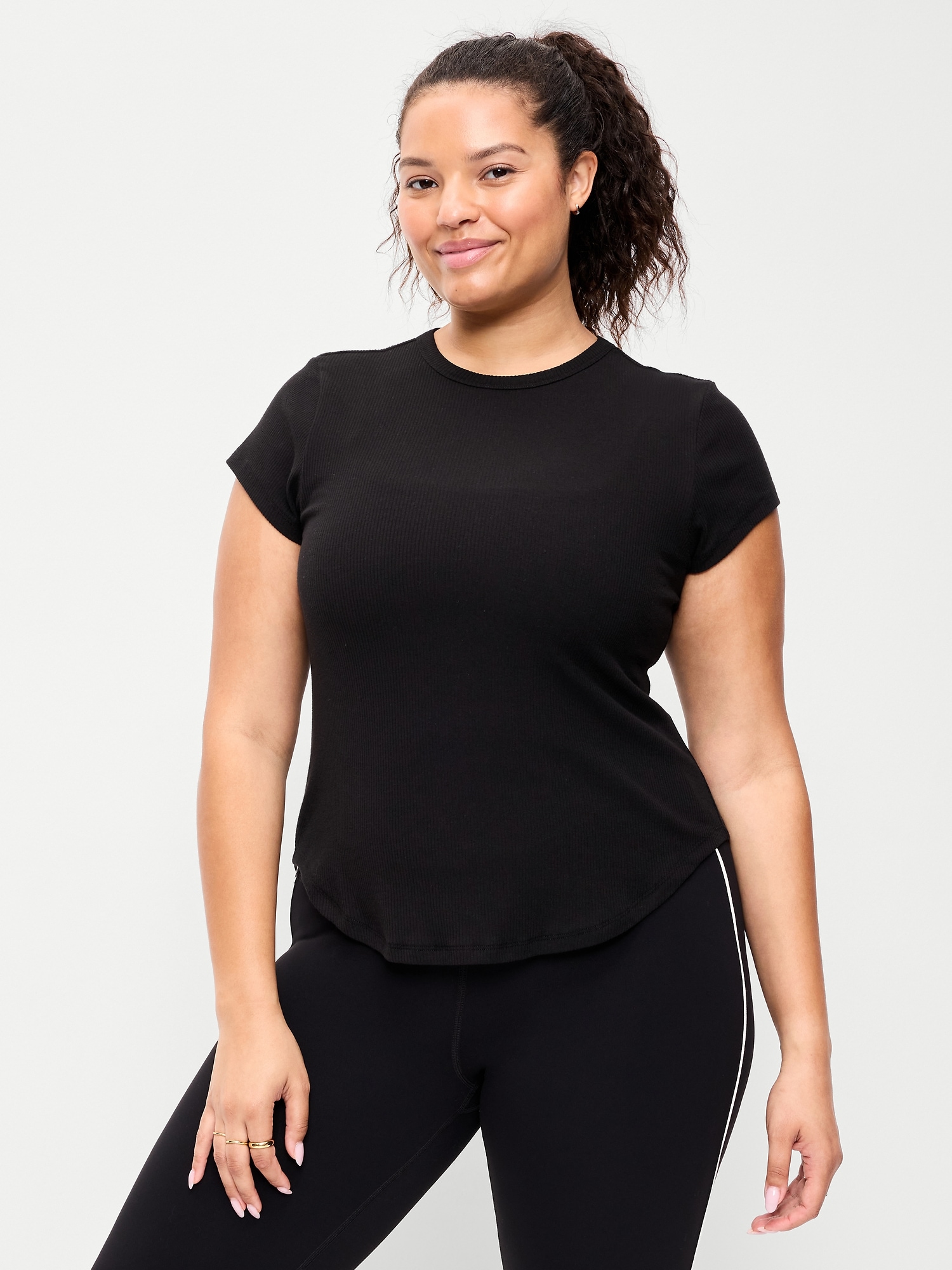 Fitted Crew-Neck Ribbed T-Shirt