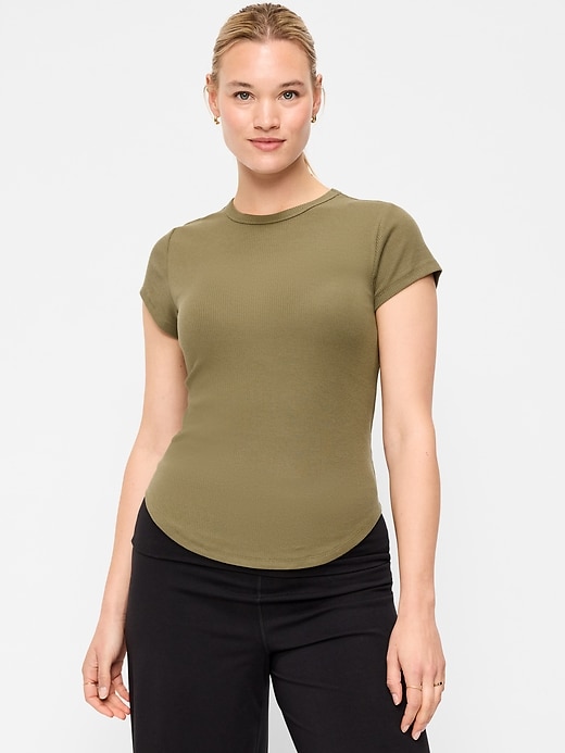 Image number 2 showing, Fitted Crew-Neck Ribbed T-Shirt
