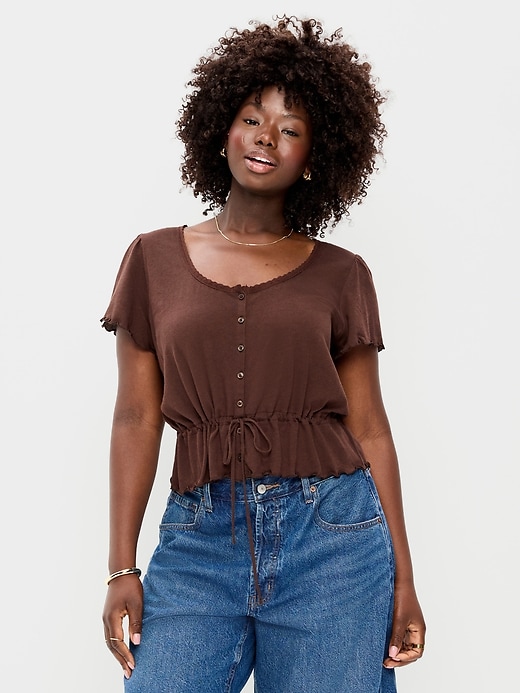 Image number 5 showing, Lace-Trim Button-Down Top