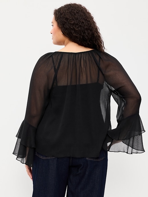 Image number 6 showing, Drapey Chiffon Bell-Sleeve Top