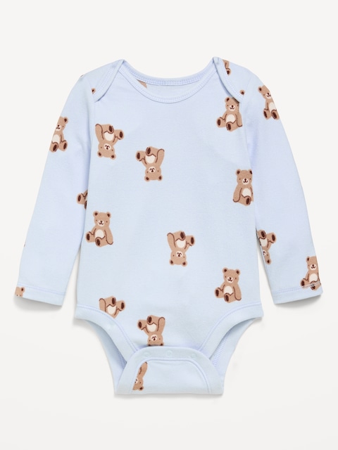 Printed Long-Sleeve Ribbed Bodysuit for Baby