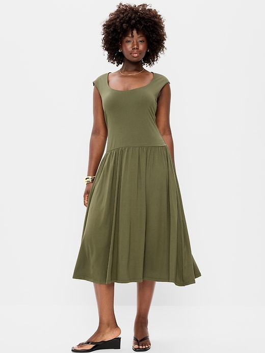 Image number 6 showing, Jersey Knit Drop-Waist Midi Dress