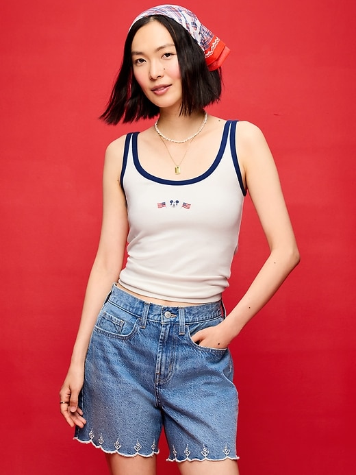 Image number 1 showing, Old Navy x Disney Mickey Mouse Ribbed Scoop-Neck Tank Top for Women