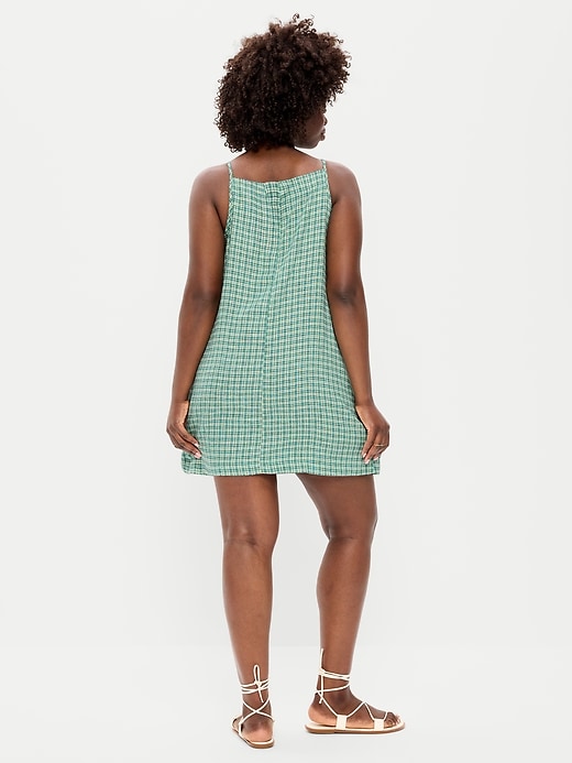 Image number 8 showing, Linen-Blend Apron-Neck Mini Shift Dress