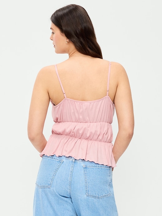 Image number 6 showing, Lace-Trim Smocked-Waist Tank Top