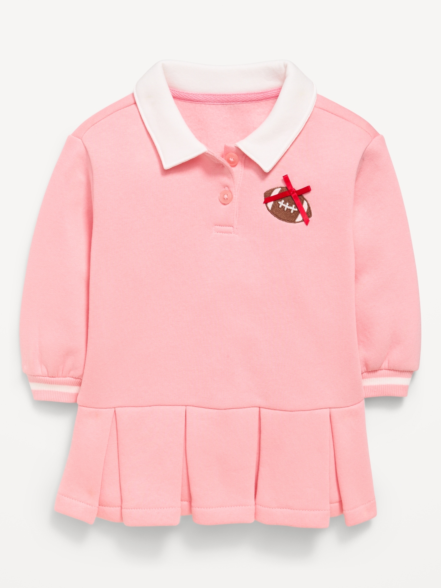 Long-Sleeve Collared Fleece Dress for Baby