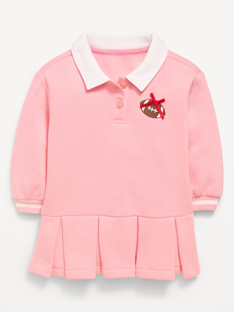 Long-Sleeve Collared Fleece Dress for Baby