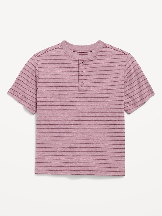 Image number 1 showing, Short-Sleeve Textured Striped Henley T-Shirt for Toddler Boys