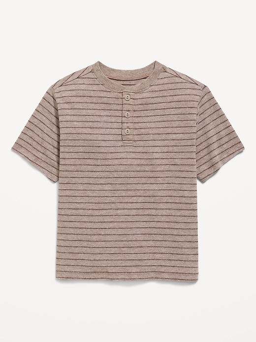 Image number 1 showing, Short-Sleeve Textured Striped Henley T-Shirt for Toddler Boys