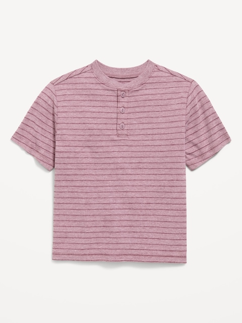 Short-Sleeve Textured Striped Henley T-Shirt for Toddler Boys
