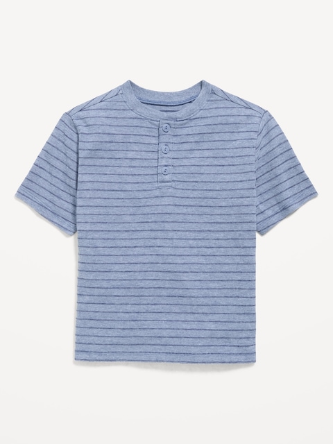 Short-Sleeve Textured Striped Henley T-Shirt for Toddler Boys