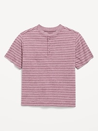 Image number 1 showing, Short-Sleeve Textured Striped Henley T-Shirt for Toddler Boys