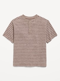Image number 1 showing, Short-Sleeve Textured Striped Henley T-Shirt for Toddler Boys